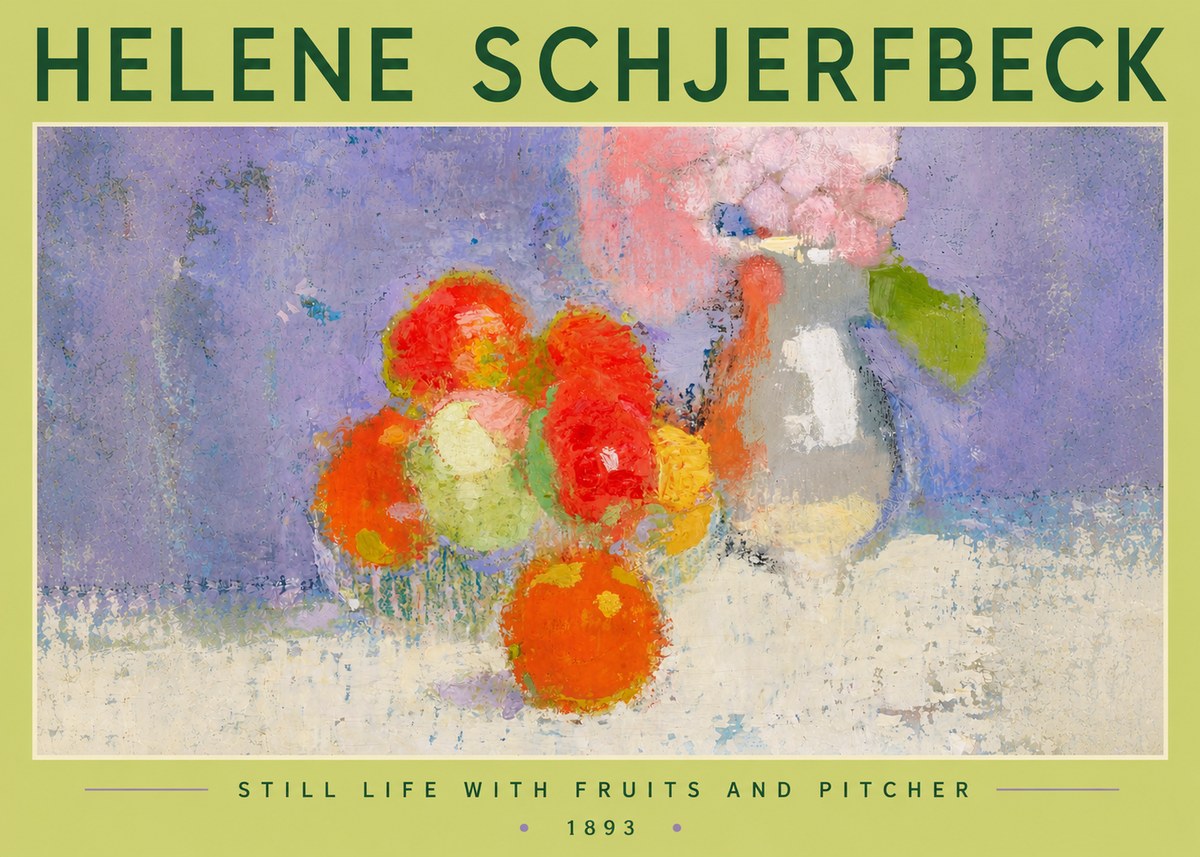 Helene Schjerfbeck Still Life with Fruits and Pitcher No6 - Plakat