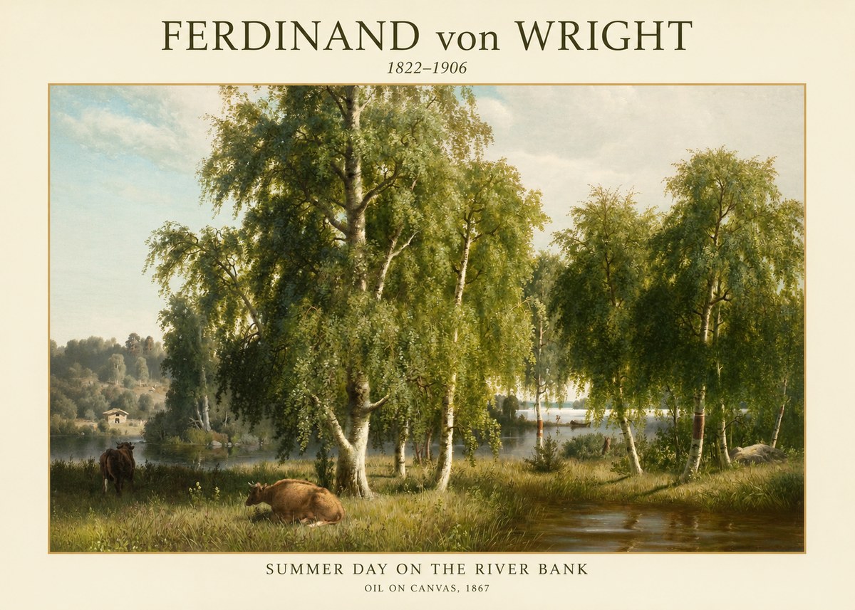 Ferdinand von Wright Summer Day on the River Bank No1 - Plakat