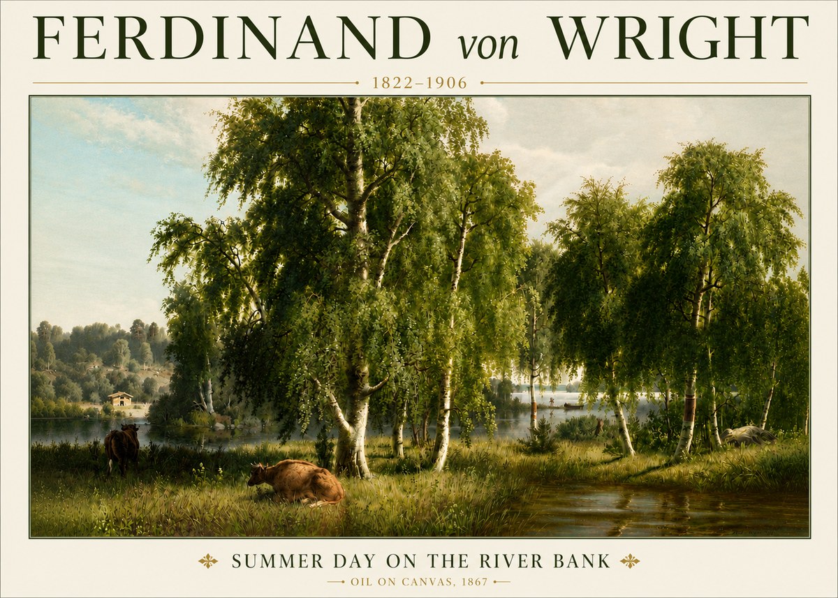 Ferdinand von Wright Summer Day on the River Bank No4 - Plakat