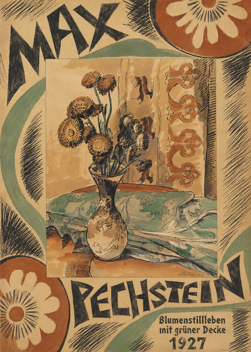 Max Pechstein Blumenstillleben Mit Grüner Decke No6 - Plakat