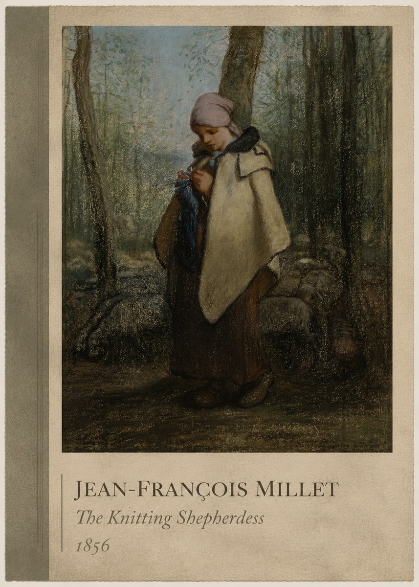 Jean-François Millet The Knitting Shepherdess · 1856 No2 - Plakat