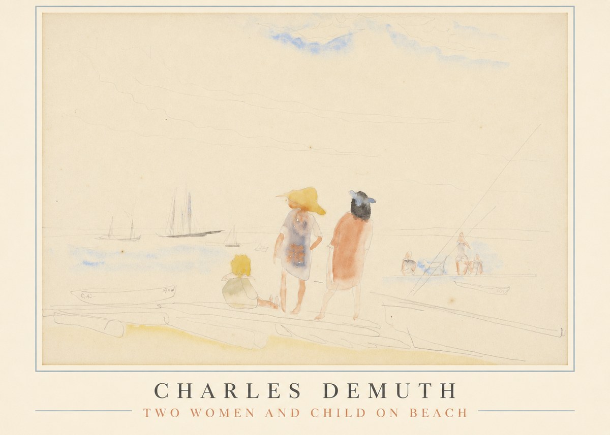 Charles Demuth Two Women and Child on Beach No1 - Plakat
