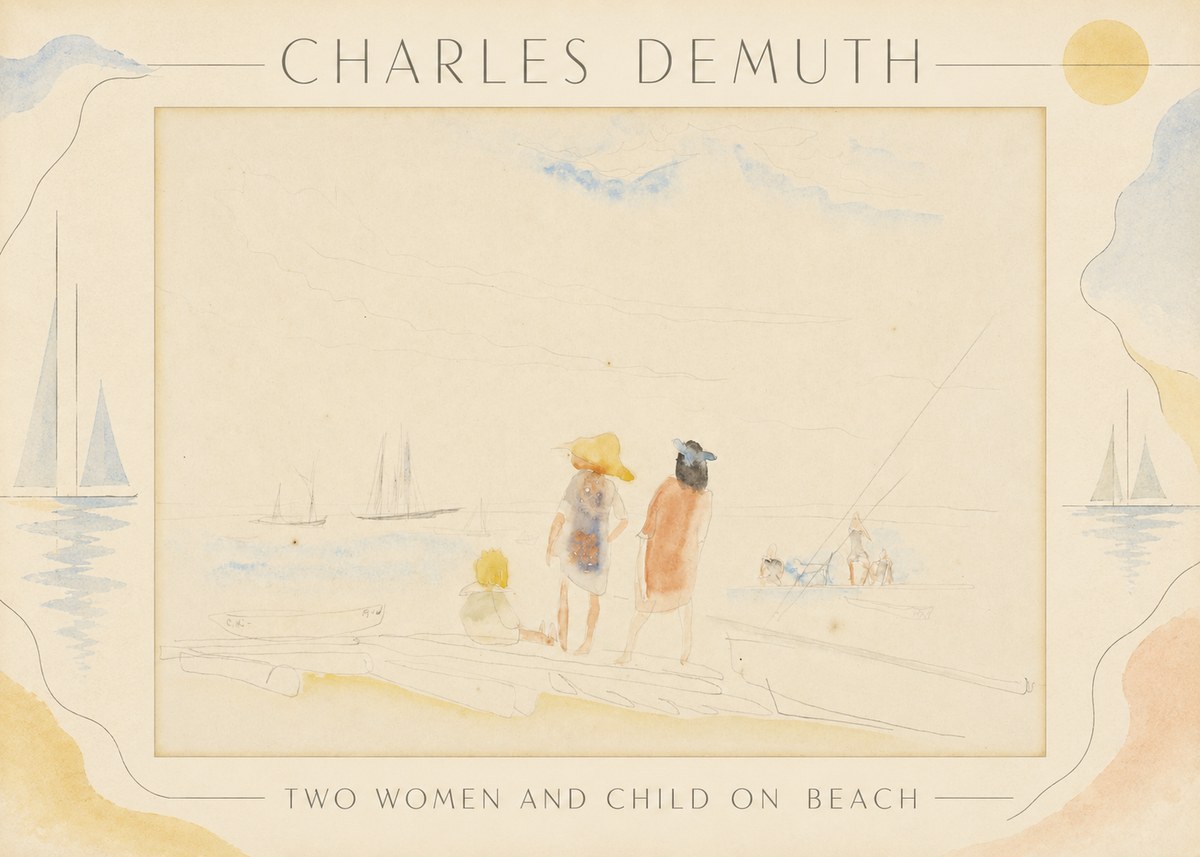 Charles Demuth Two Women and Child on Beach No3 - Plakat