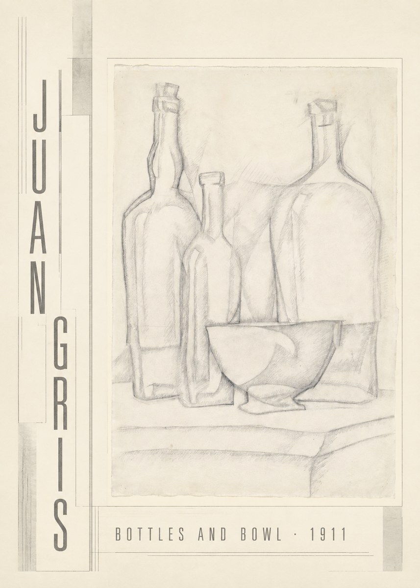 Juan Gris Bottles and Bowl No3 - Plakat