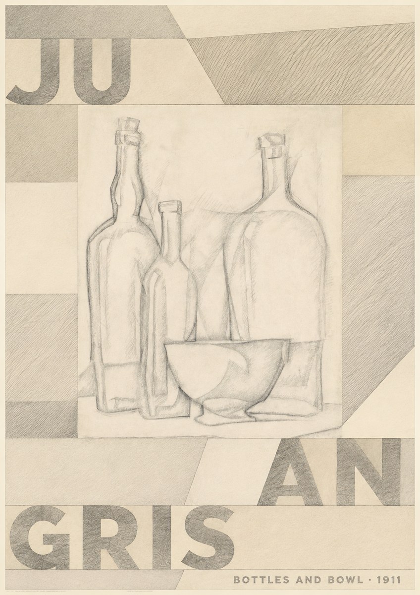 Juan Gris Bottles and Bowl No4 - Plakat