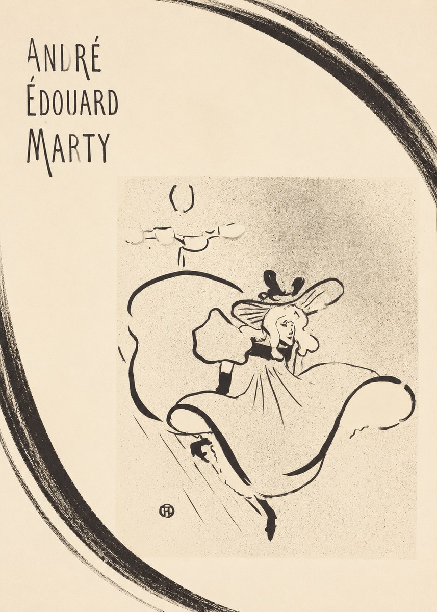 André Édouard Marty Elegant Woman with Hat No5 - Plakat