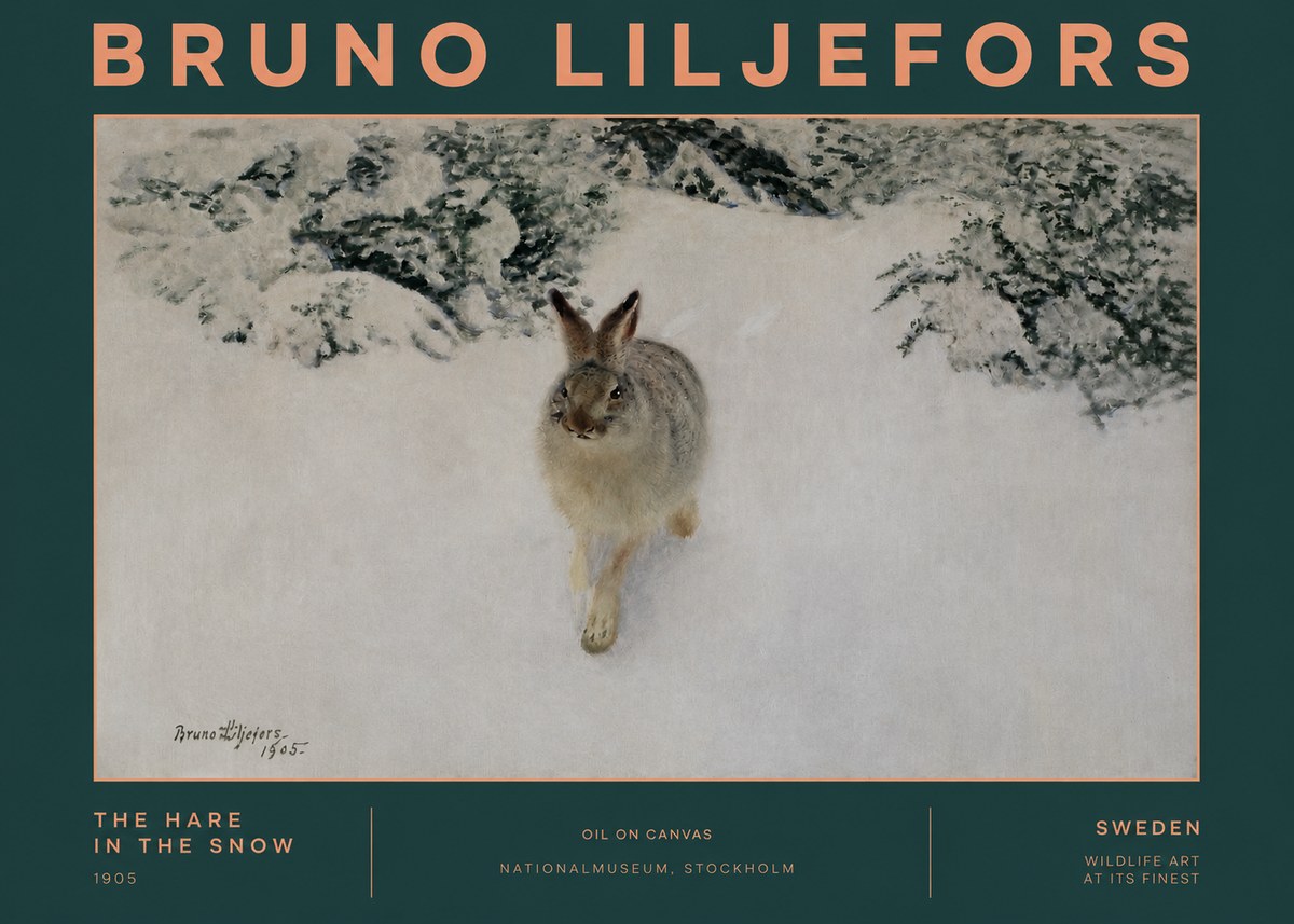 Bruno Liljefors The Hare in the Snow No2 - Plakat