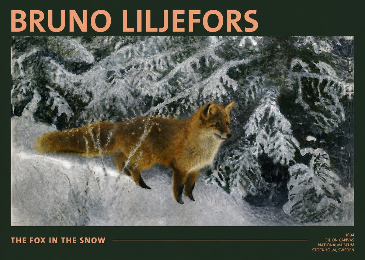 Bruno Liljefors The Fox in the Snow No2 - Plakat