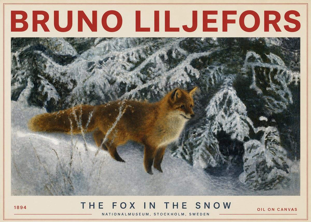 Bruno Liljefors The Fox in the Snow No4 - Plakat