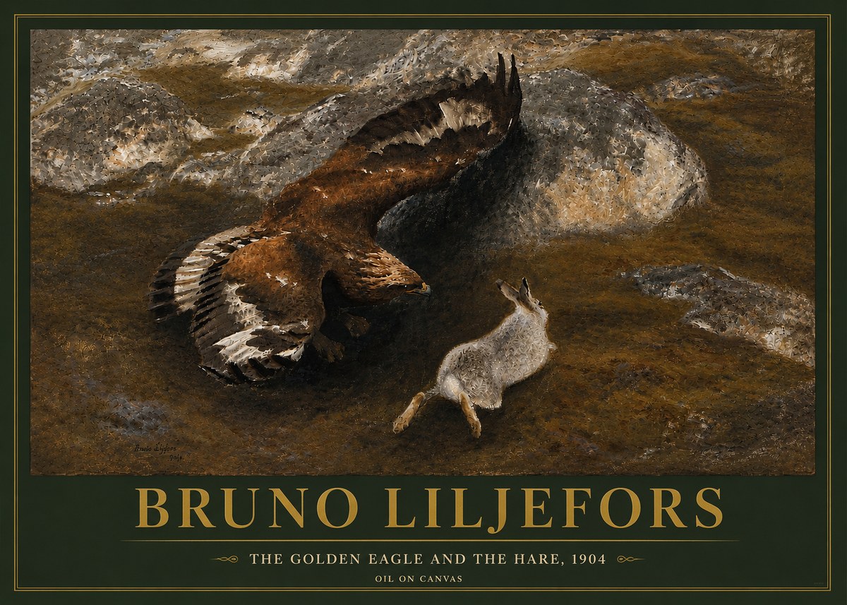Bruno Liljefors The Golden Eagle and the Hare, 1904 No5 - Plakat