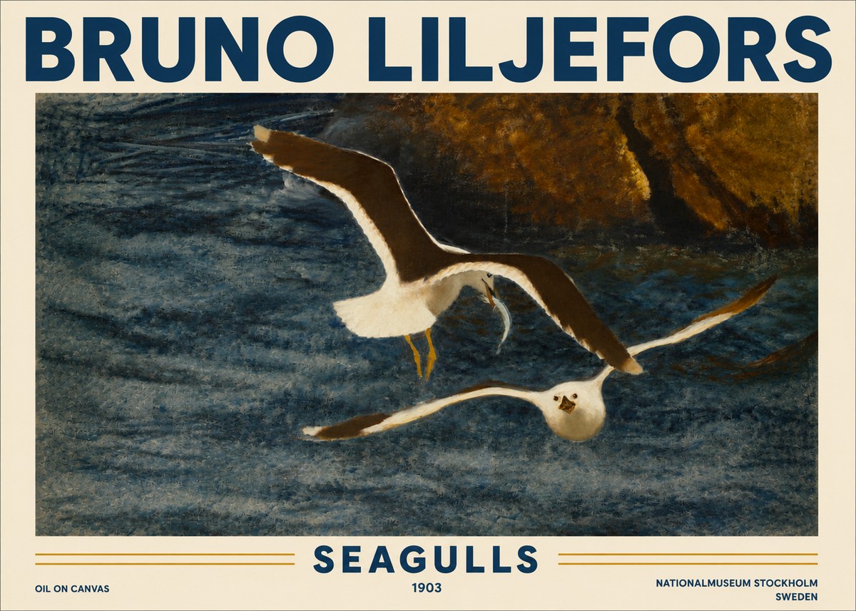 Bruno Liljefors Seagulls No4 - Plakat