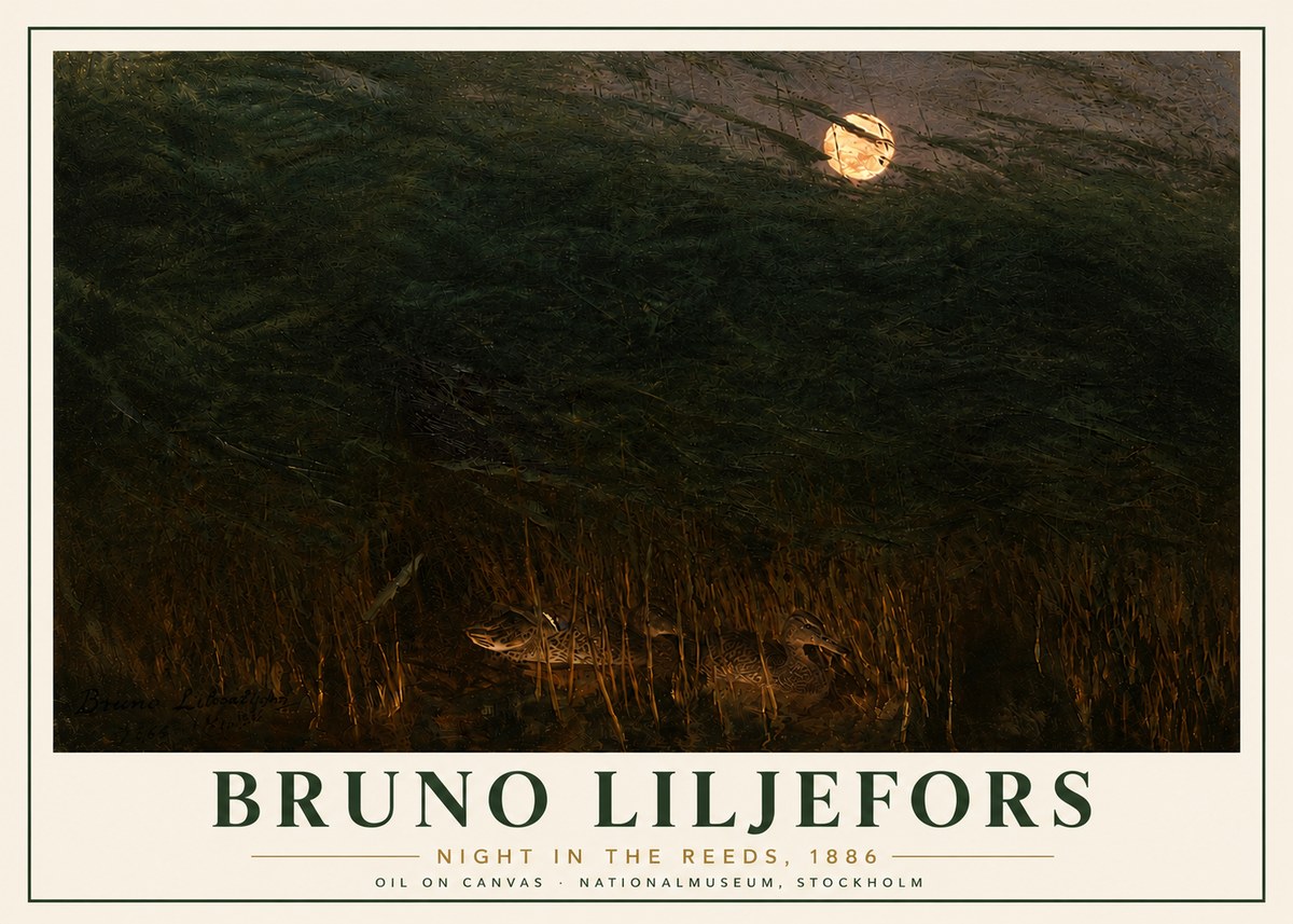 Bruno Liljefors Night in the Reeds No6 - Plakat