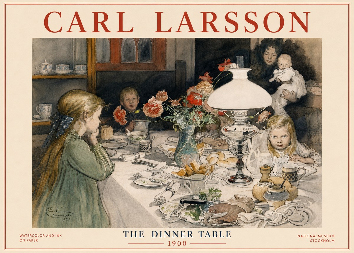 Carl Larsson The Dinner Table No6 - Plakat