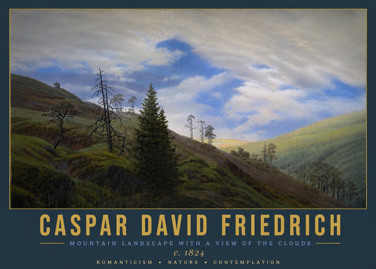 Caspar David Friedrich Mountain Landscape with a View of the Clouds No5 - Plakat
