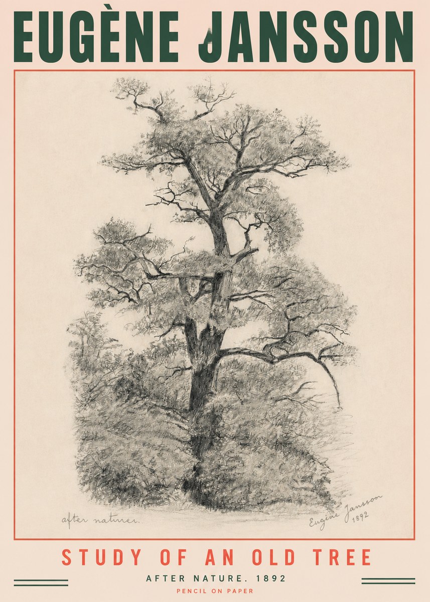 Eugène Jansson Study of an Old Tree No3 - Plakat