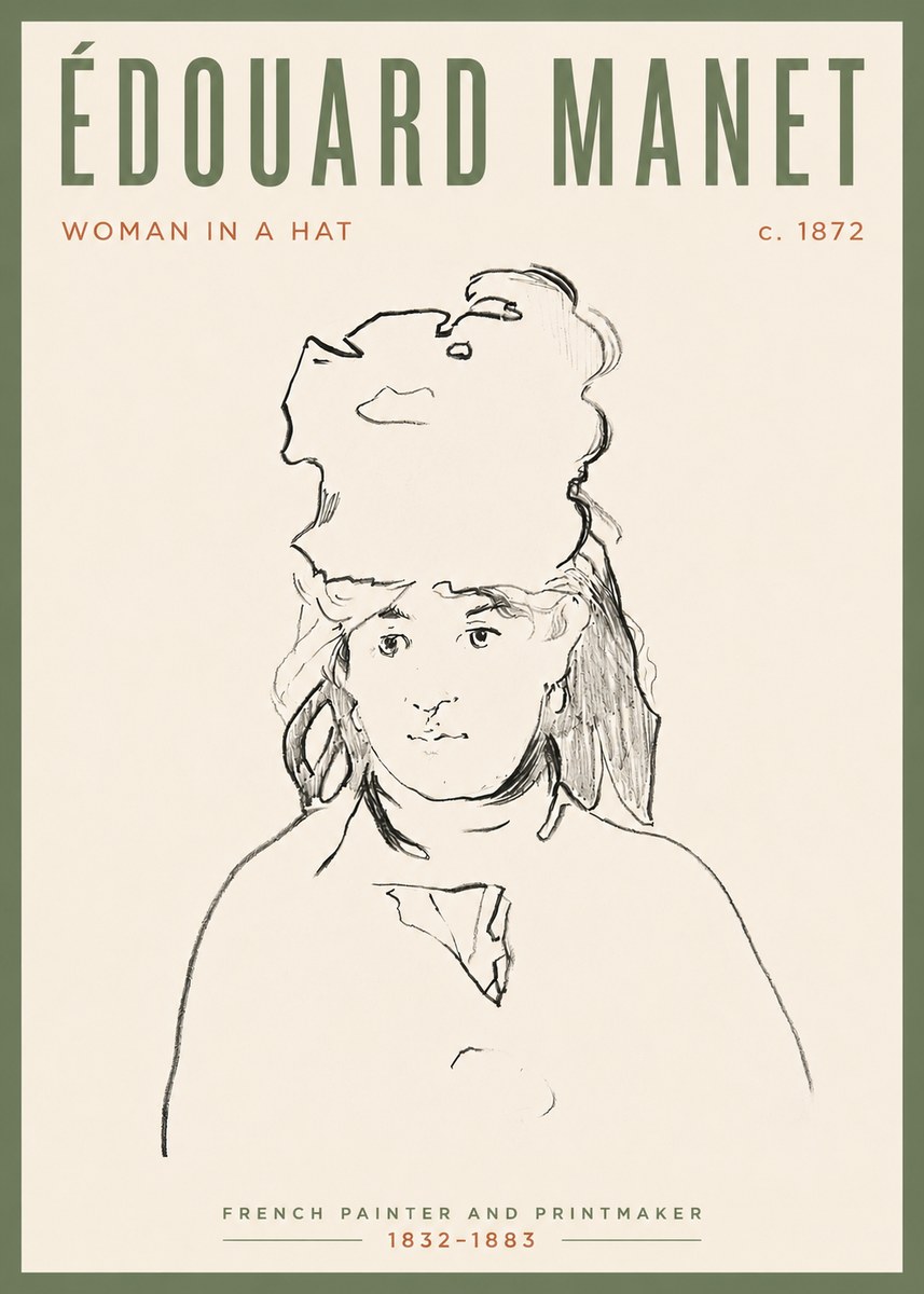 Édouard Manet Woman in a Hat No4 - Plakat