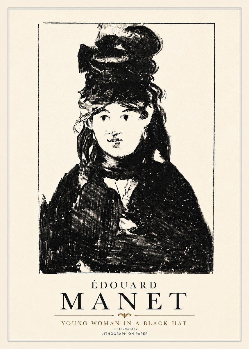 Édouard Manet Young Woman in a Black Hat II No4 - Plakat