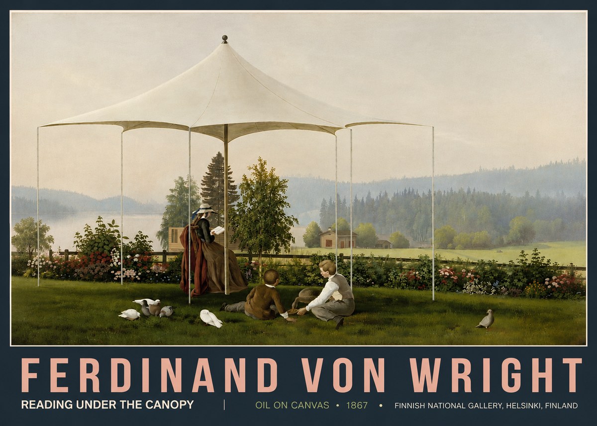 Ferdinand von Wright Reading Under the Canopy No5 - Plakat