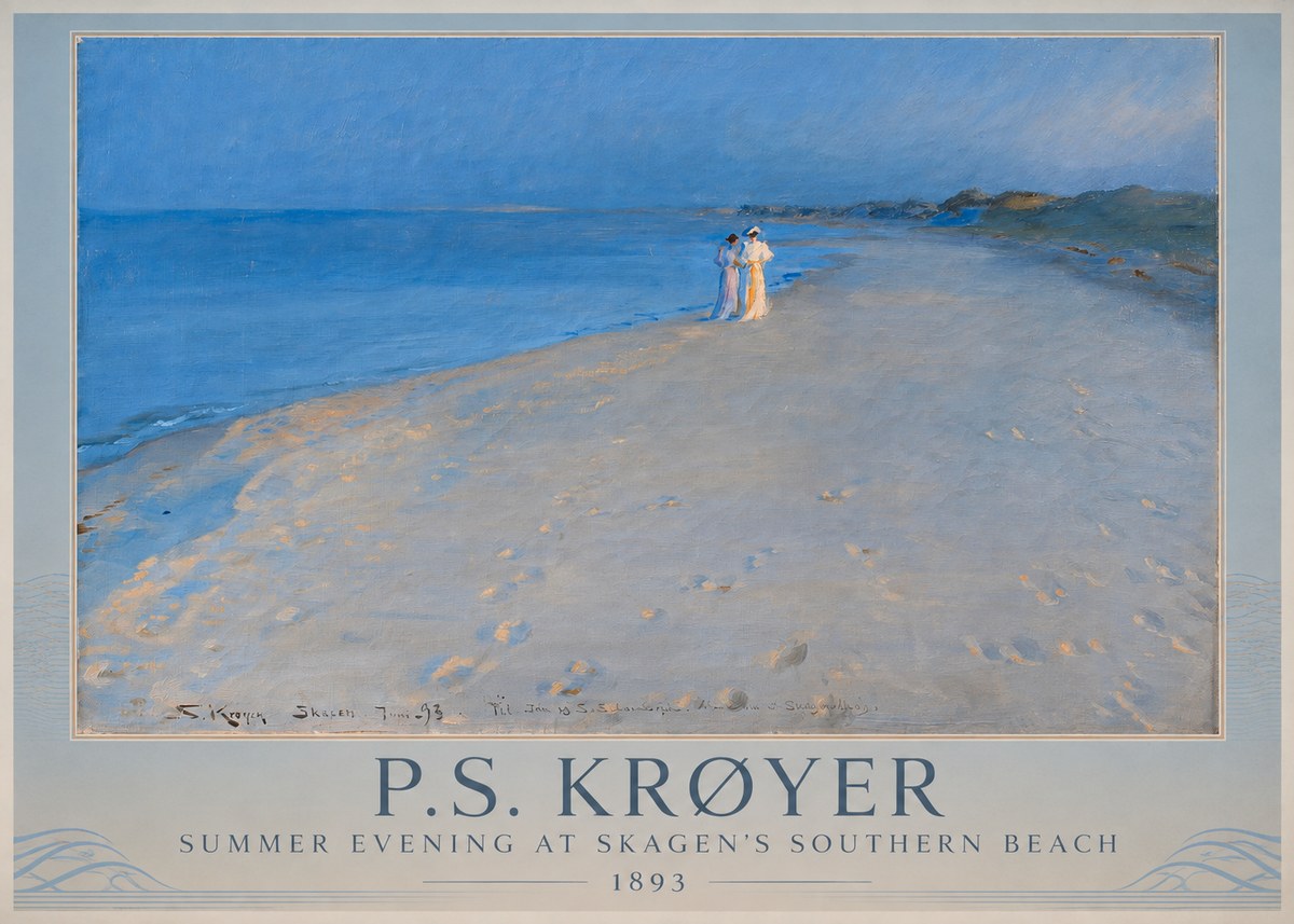 P.S. Krøyer Summer Evening at Skagen's Southern Beach No1 - Plakat