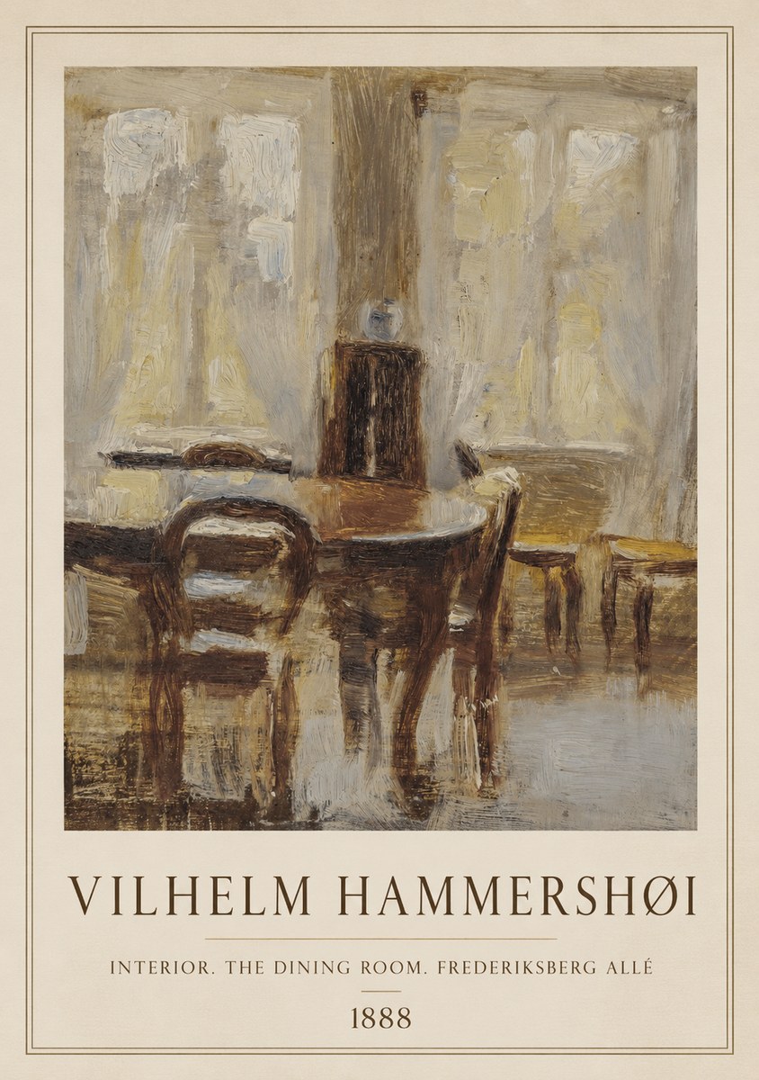 Vilhelm Hammershøi Interior. the Dining Room. Frederiksberg Allé No1 - Plakat