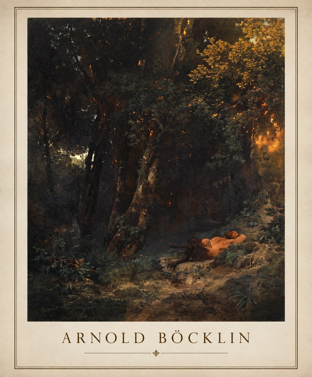 Arnold Böcklin A Faun Asleep No1 - Plakat