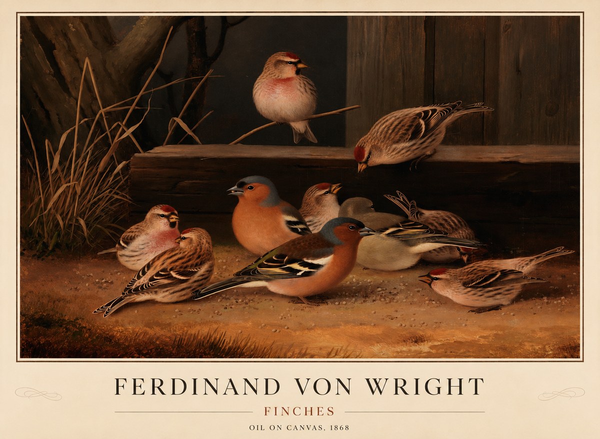 Ferdinand von Wright Finches No1 - Plakat
