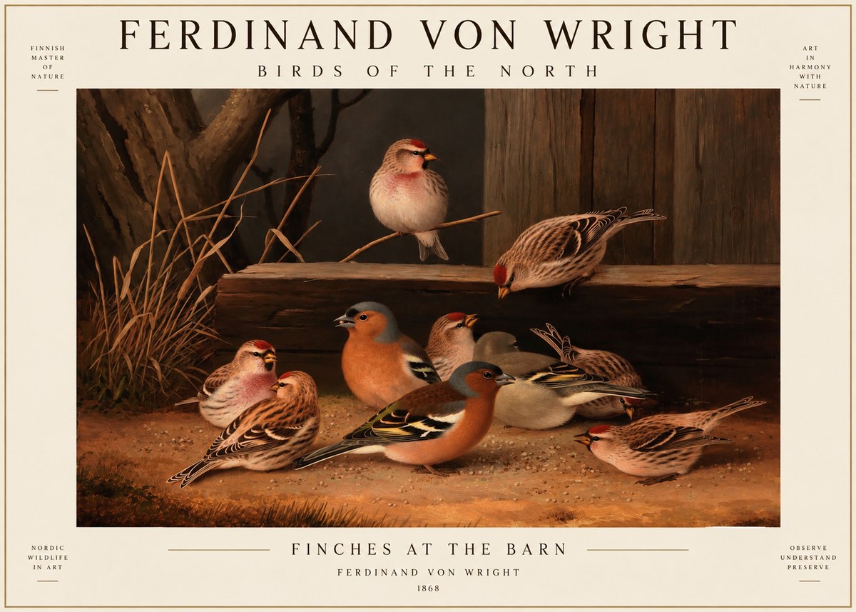 Ferdinand von Wright Finches No3 - Plakat