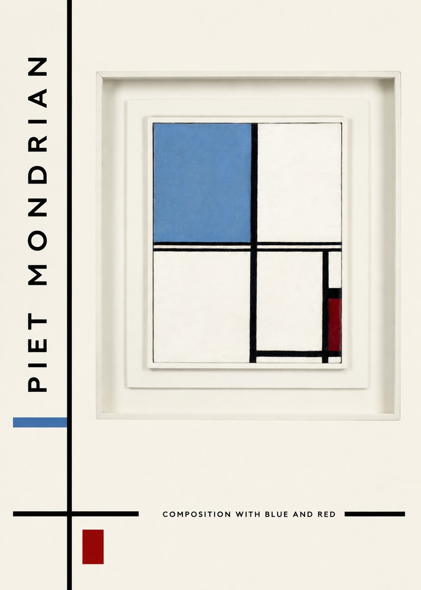 Piet Mondrian Composition with Blue and Red No2 - Plakat