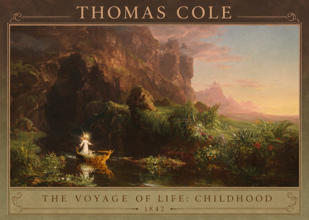 Thomas Cole The Voyage of Life: Childhood III No1 - Plakat