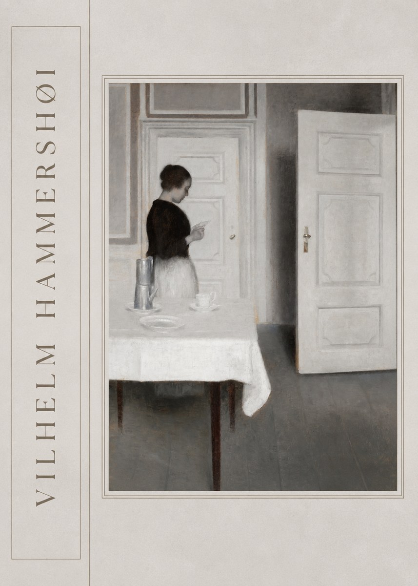 Vilhelm Hammershøi Interior with a Woman Reading a Letter No2 - Plakat