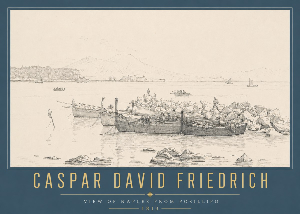 Caspar David Friedrich View of Naples from Posillipo No4 - Plakat