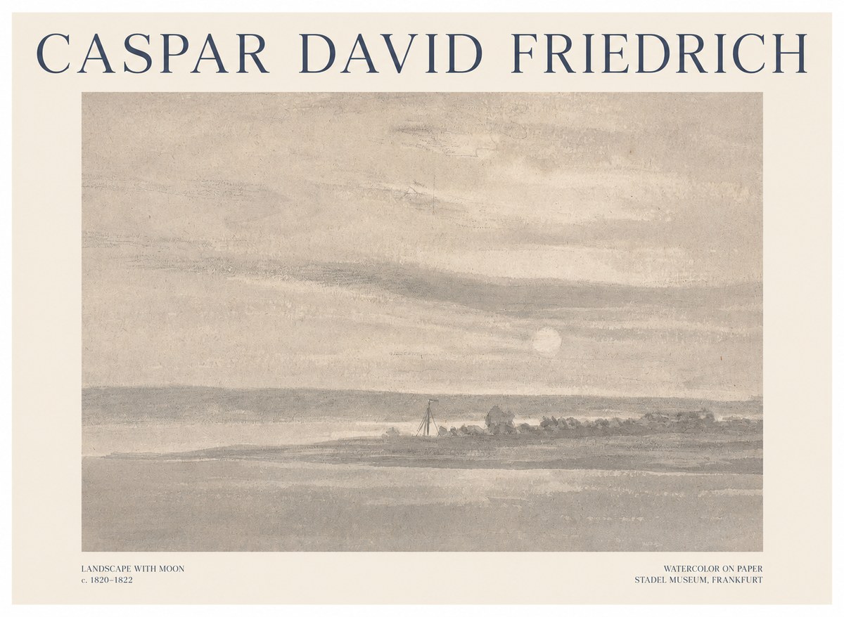 Caspar David Friedrich Landscape with Moon No1 - Plakat