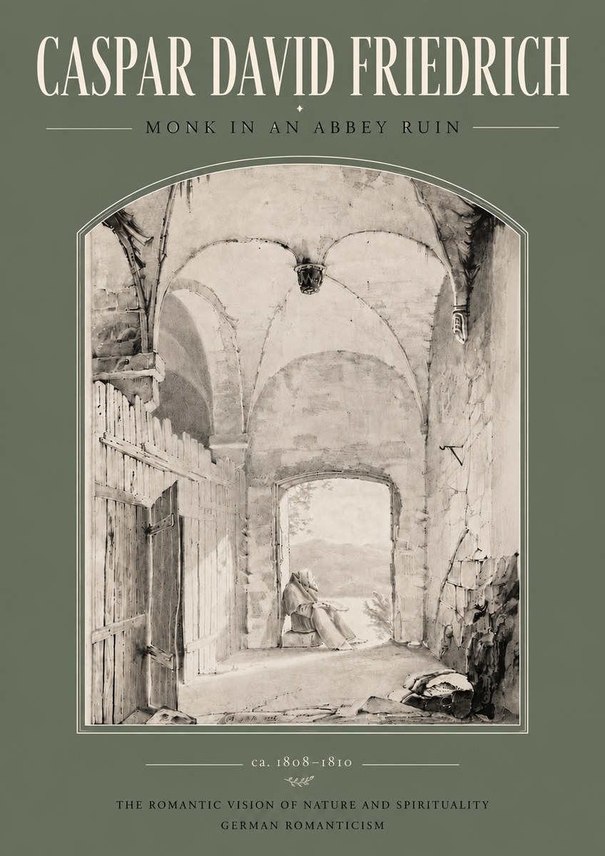 Caspar David Friedrich Monk in an Abbey Ruin No6 - Plakat