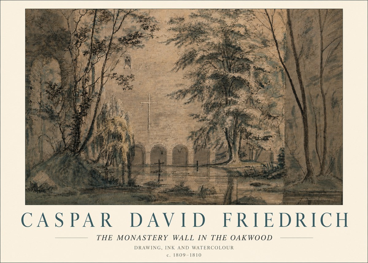 Caspar David Friedrich The Monastery Wall in the Oakwood No6 - Plakat