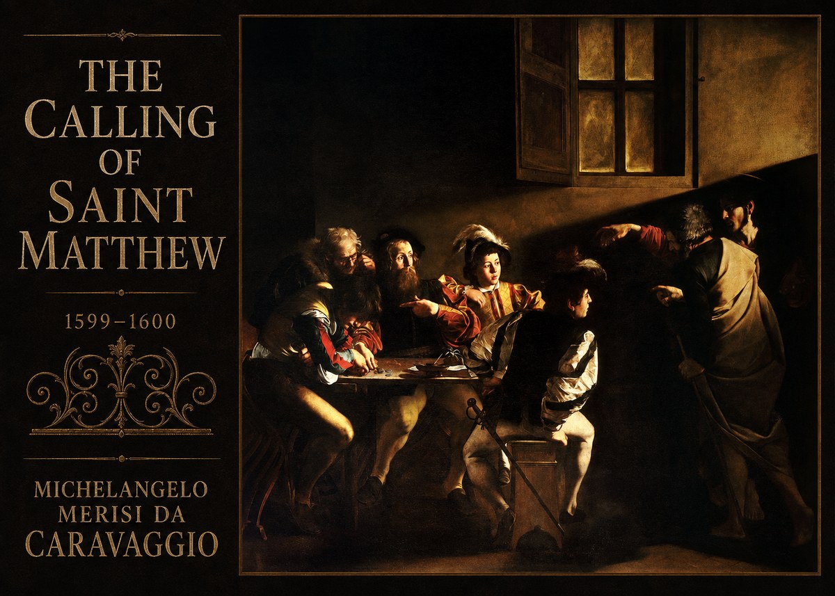 Michelangelo Merisi da Caravaggio The Calling of Saint Matthew I No3 - Plakat