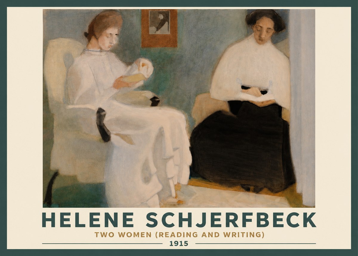 Helene Schjerfbeck Two Women (Reading and Writing) No3 - Plakat