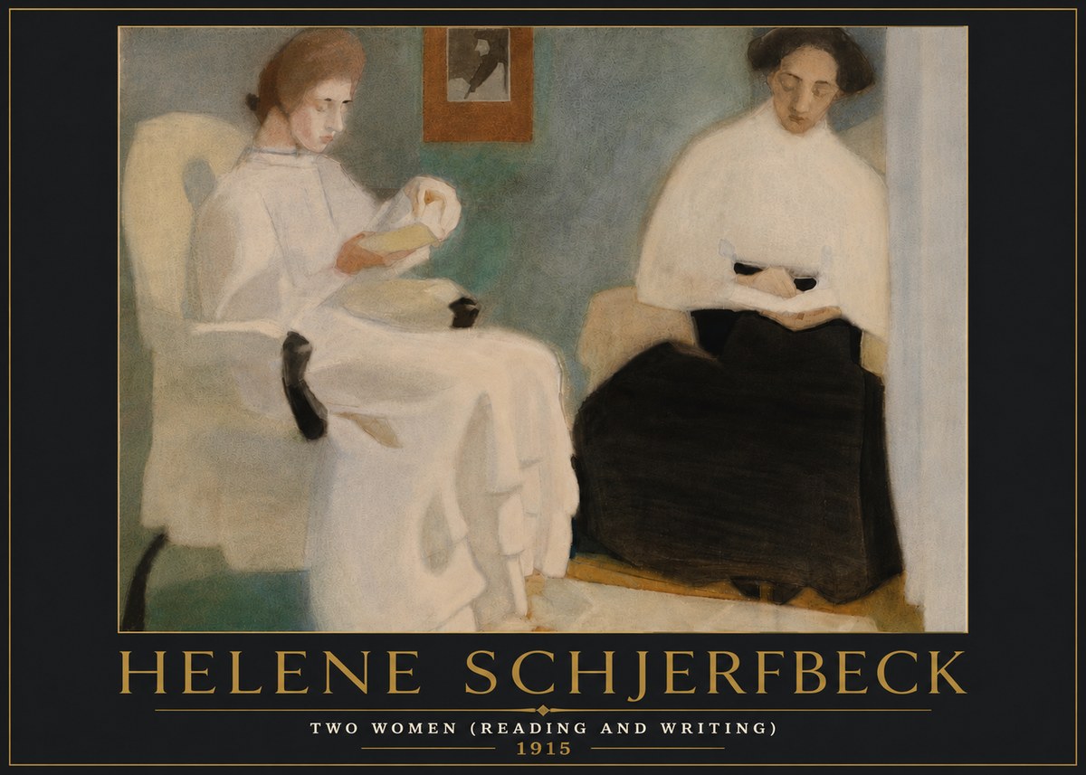 Helene Schjerfbeck Two Women (Reading and Writing) No6 - Plakat