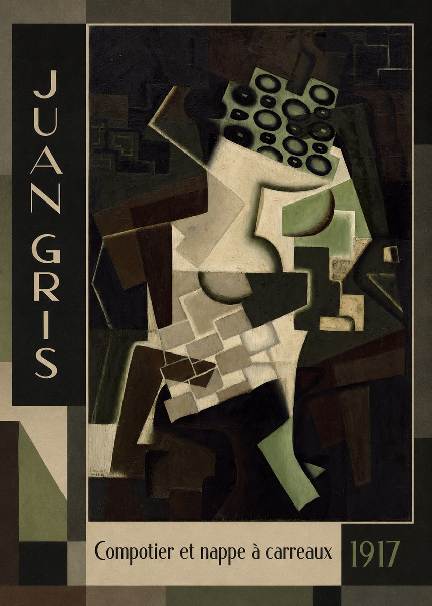 Juan Gris Compotier Et Nappe À Carreaux No1 - Plakat