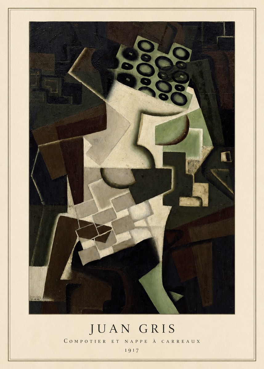 Juan Gris Compotier Et Nappe À Carreaux No4 - Plakat