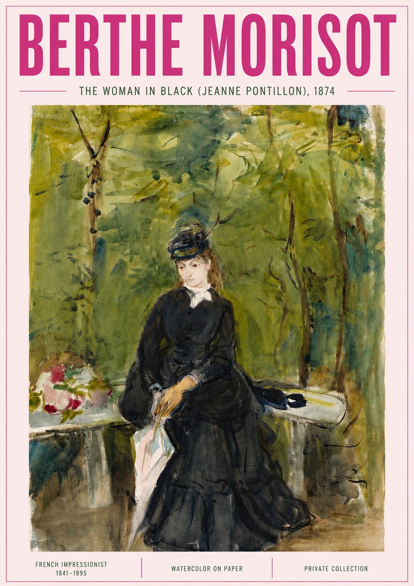 Berthe Morisot The Woman in Black (Jeanne Pontillon) No5 - Plakat