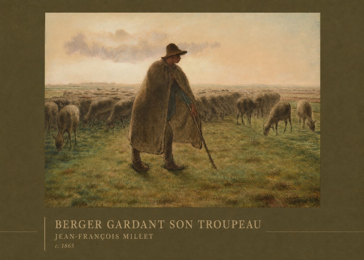Jean-François Millet Berger Gardant Son Troupeau No2 - Plakat