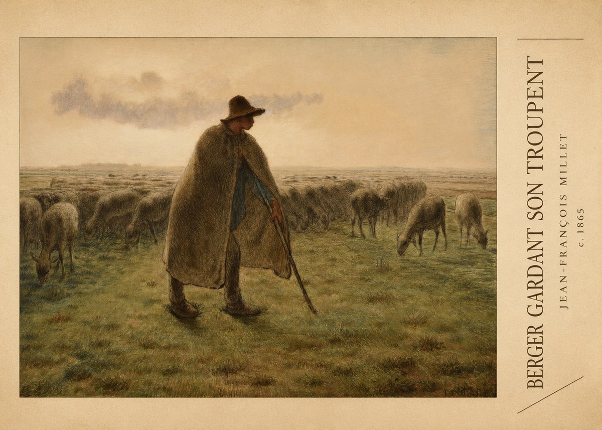 Jean-François Millet Berger Gardant Son Troupeau No3 - Plakat