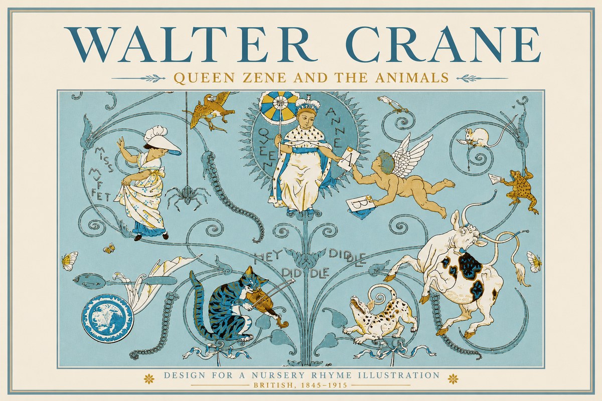 Walter Crane Queen Zene and the Animals No3 - Plakat