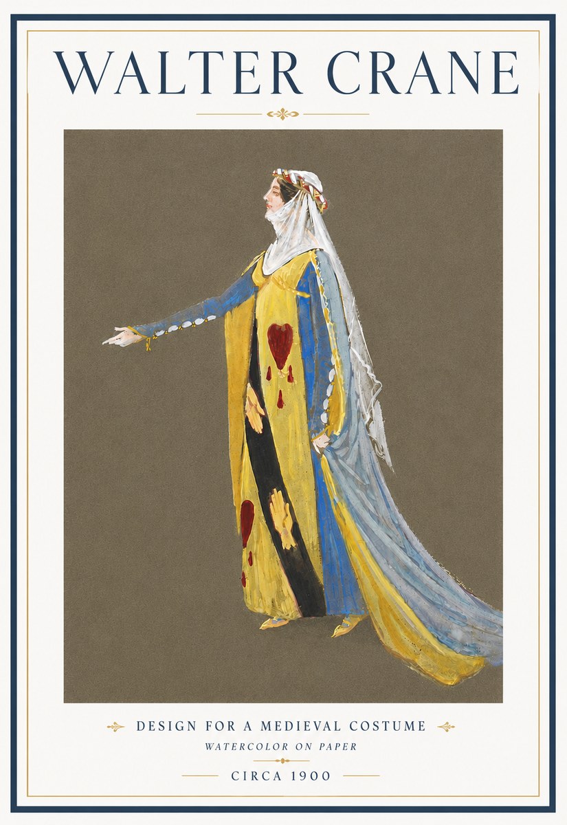 Walter Crane Design for a Medieval Costume No6 - Plakat