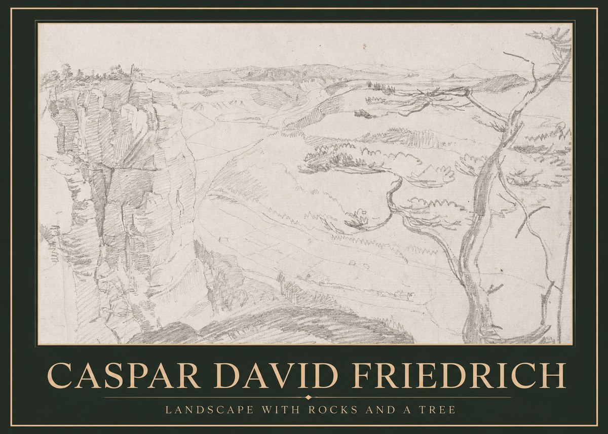 Caspar David Friedrich Landscape with Rocks and a Tree No1 - Plakat