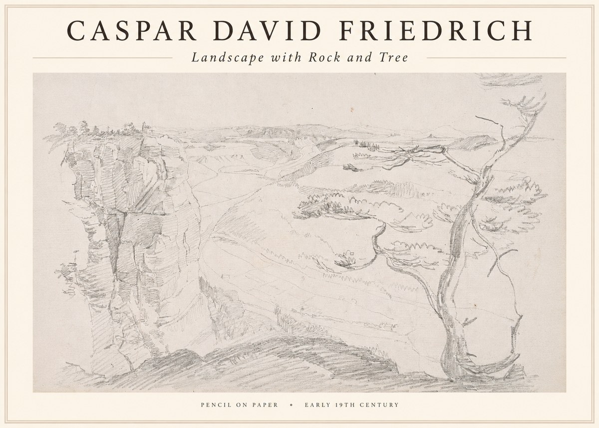 Caspar David Friedrich Landscape with Rocks and a Tree No4 - Plakat