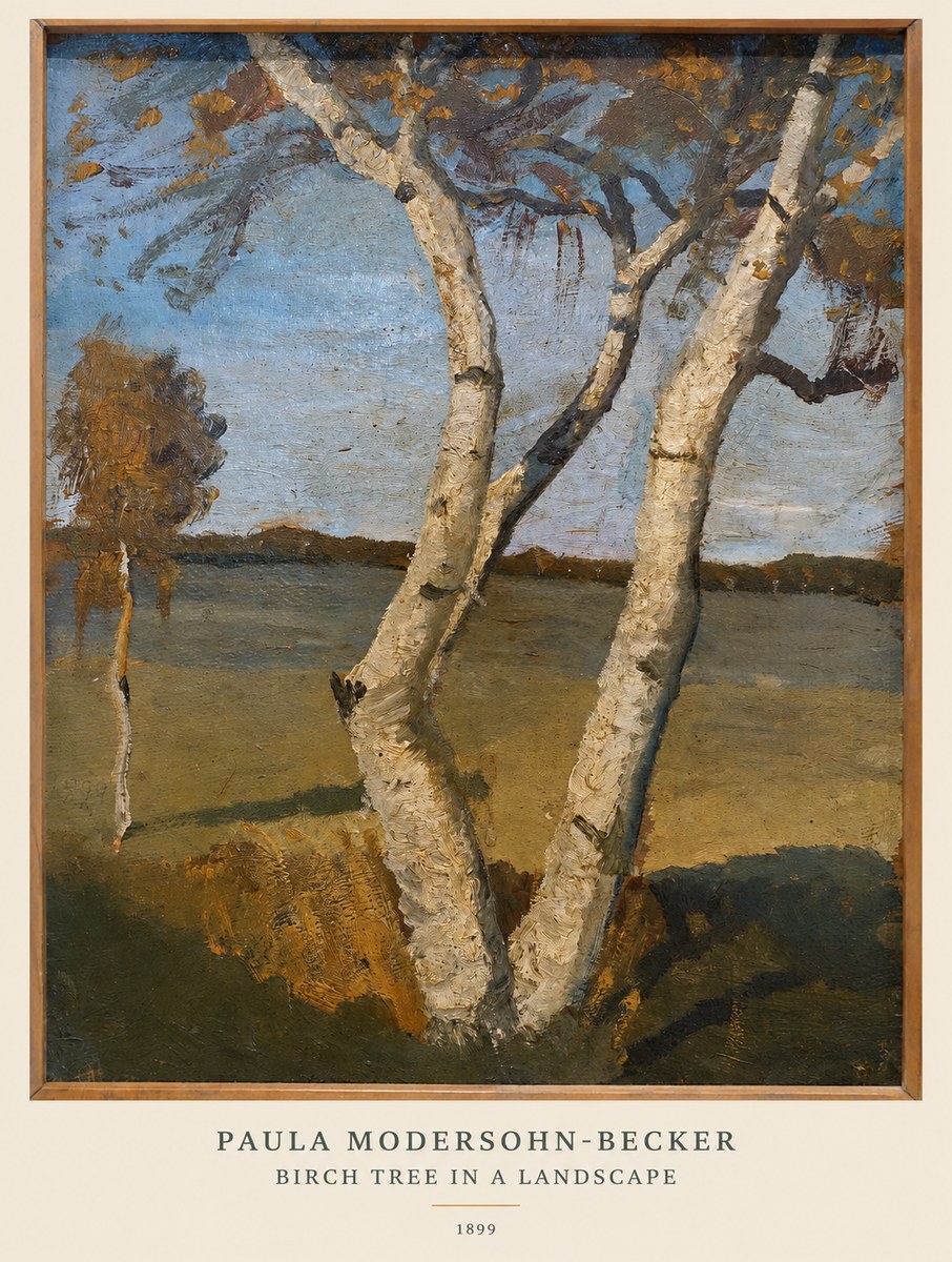 Paula Modersohn-Becker Birch Tree in a Landscape No6 - Plakat