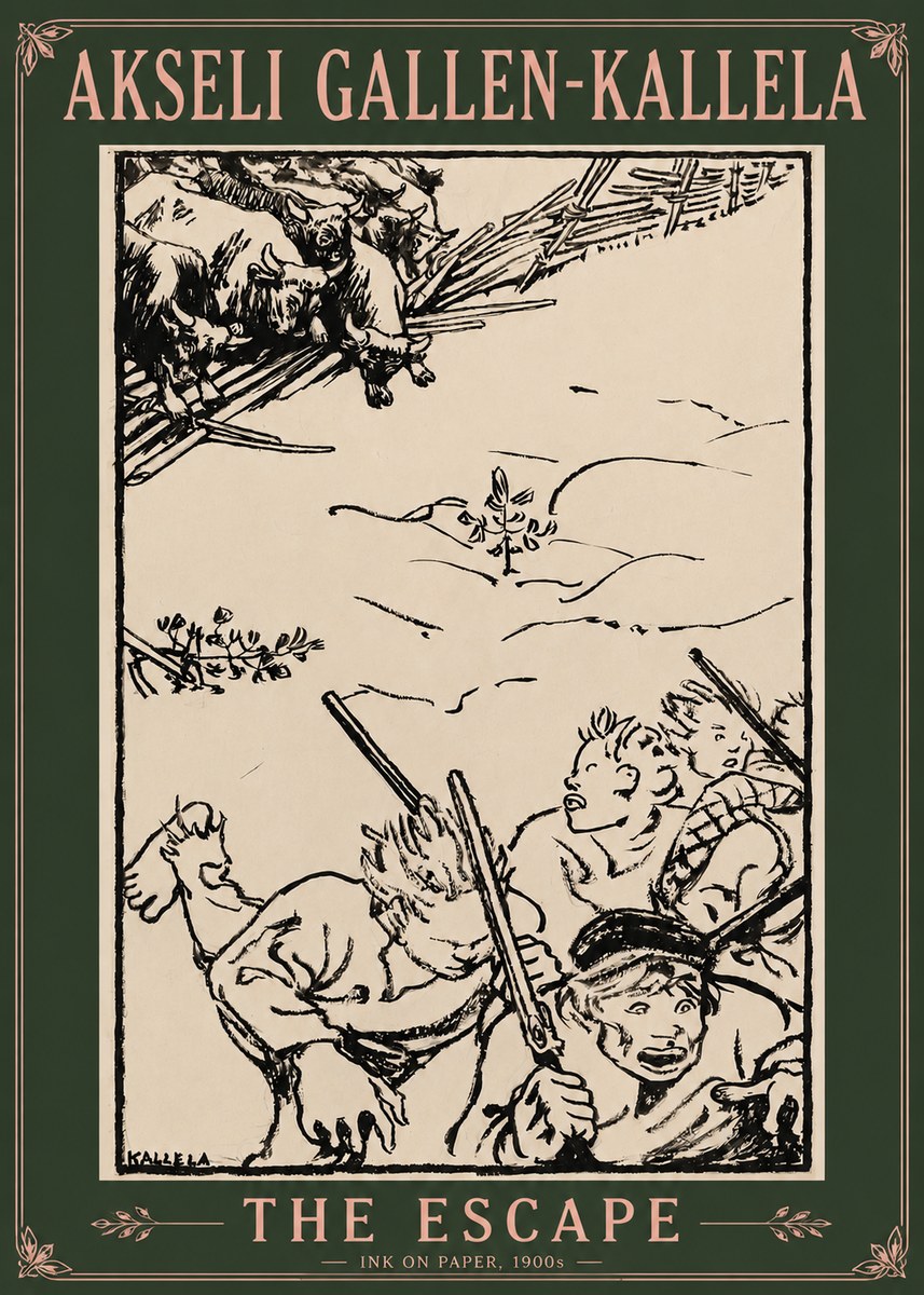 Akseli Gallen-Kallela The Escape No3 - Plakat