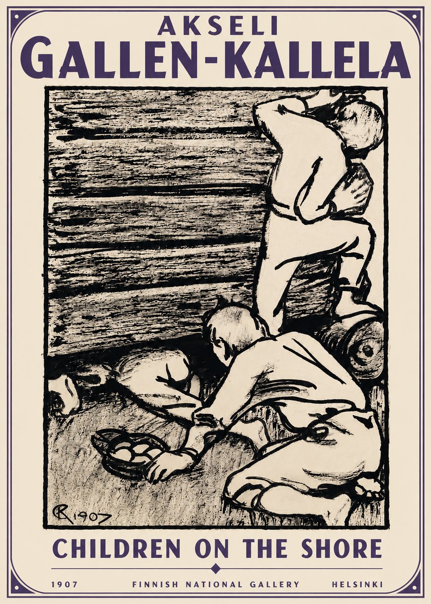 Akseli Gallen-Kallela Children on the Shore No5 - Plakat