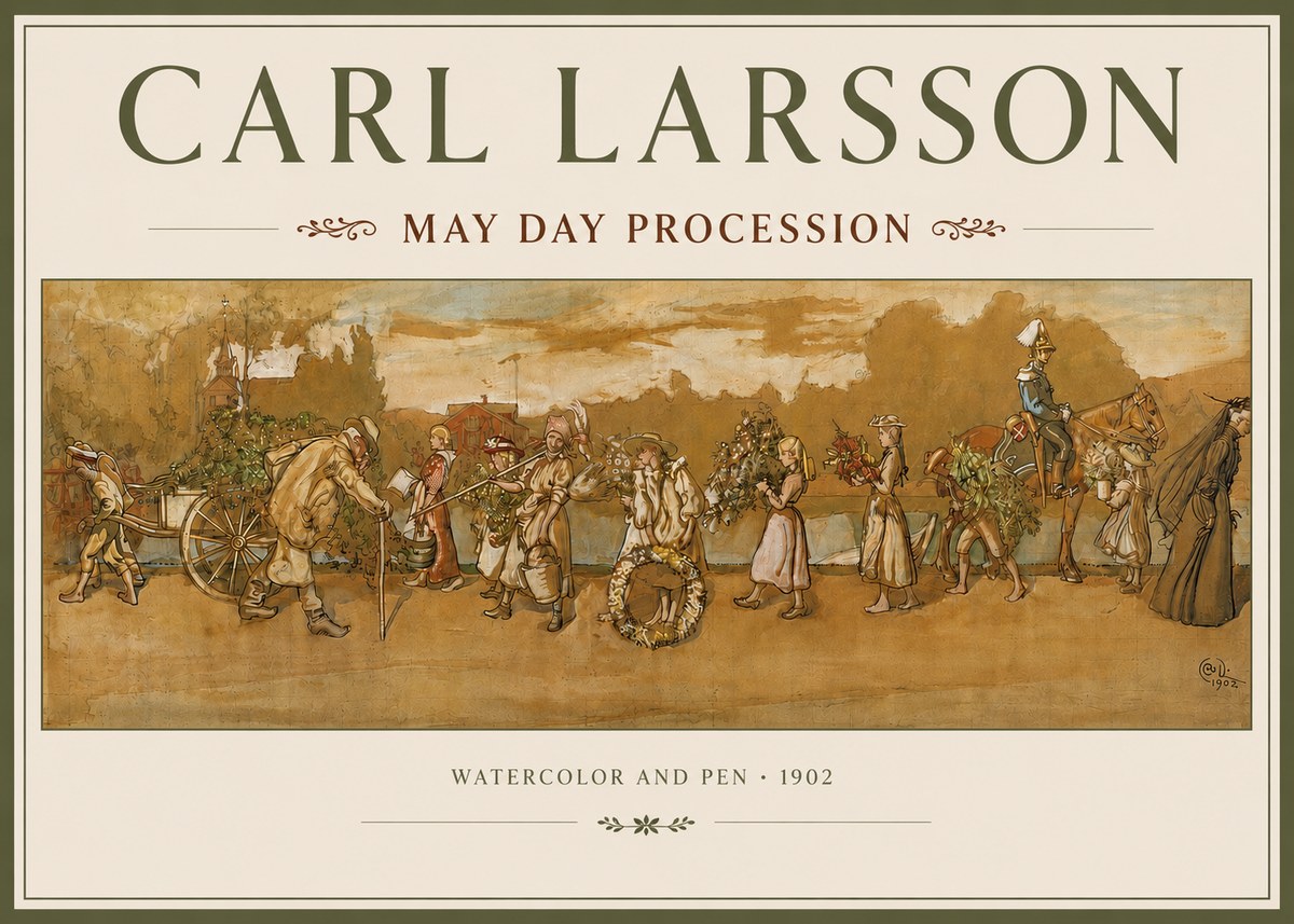 Carl Larsson May Day Procession No3 - Plakat